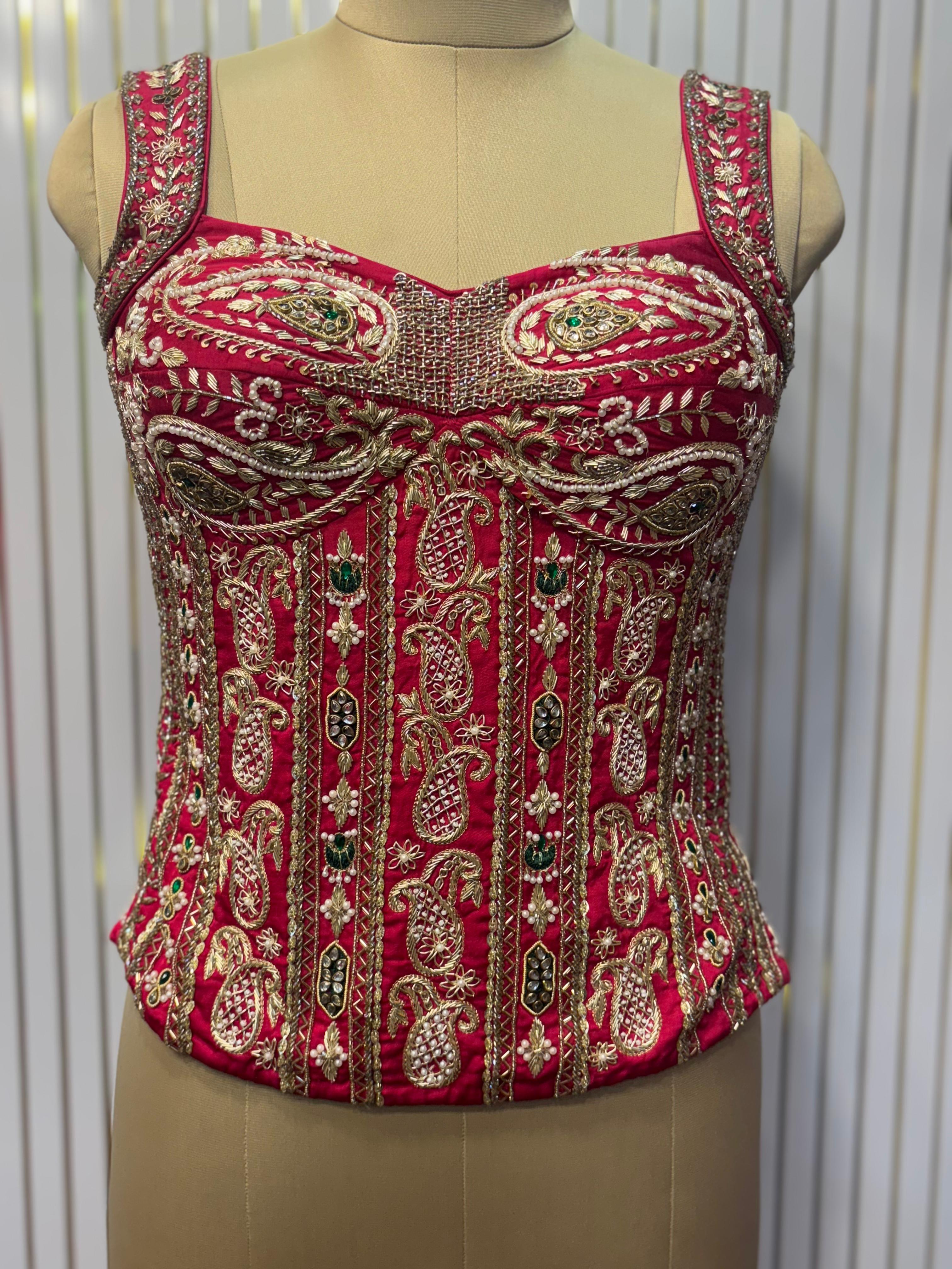 The "Rani Red Zari Corset" Blouse