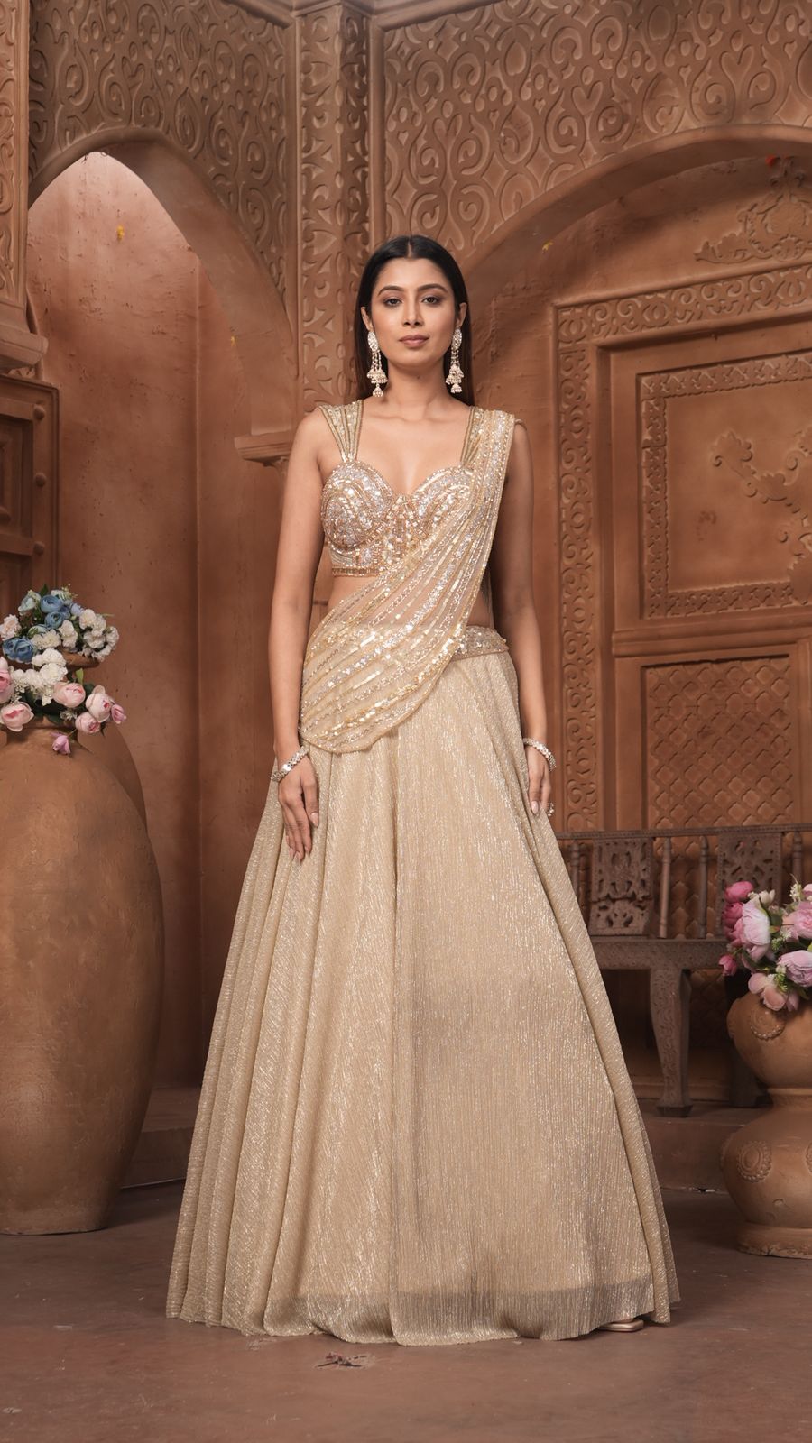 The 'Zarina' Sequin & Shimmer Lehenga Set