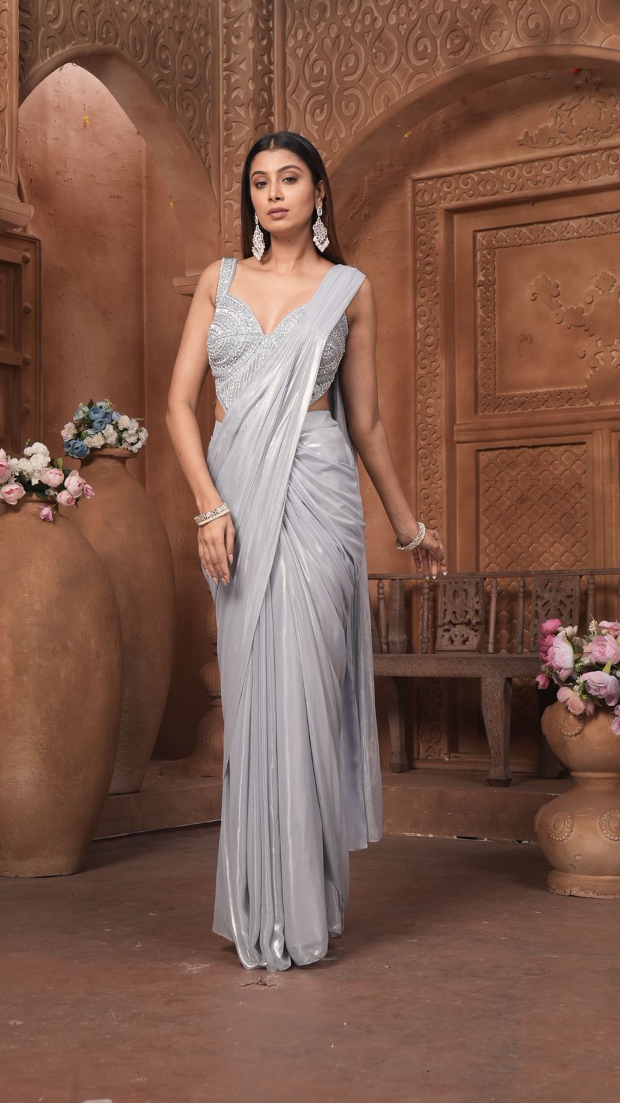 The Silver Moonlight Pre-Draped Saree