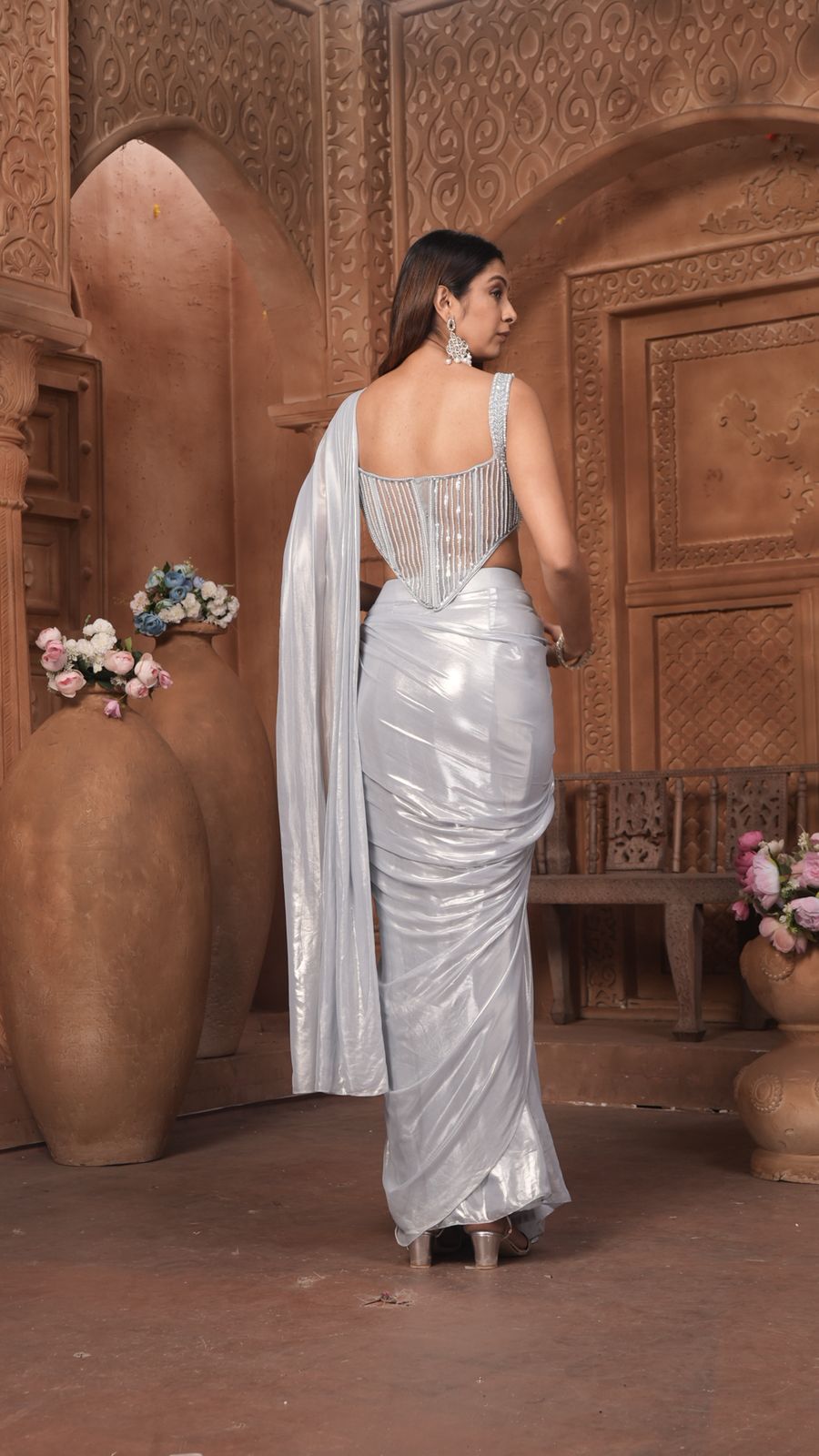 The Silver Moonlight Pre-Draped Saree