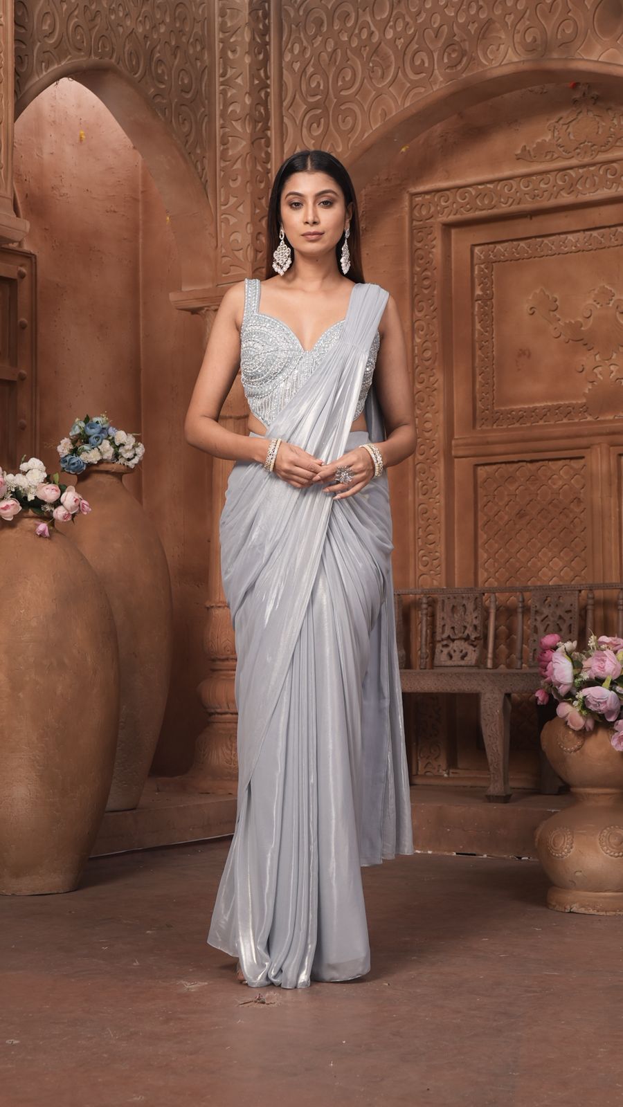 The Silver Moonlight Pre-Draped Saree