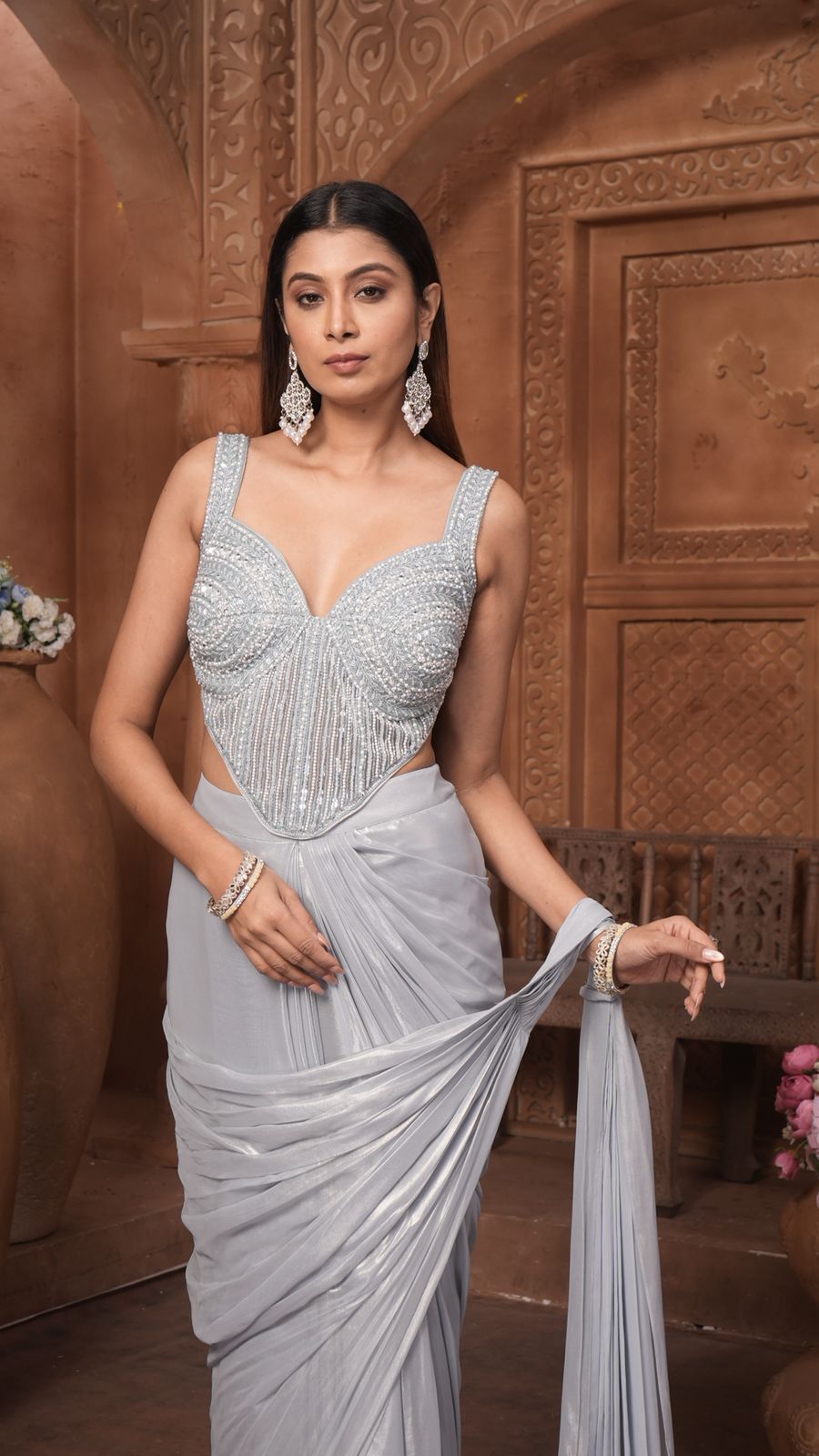 The Silver Moonlight Pre-Draped Saree