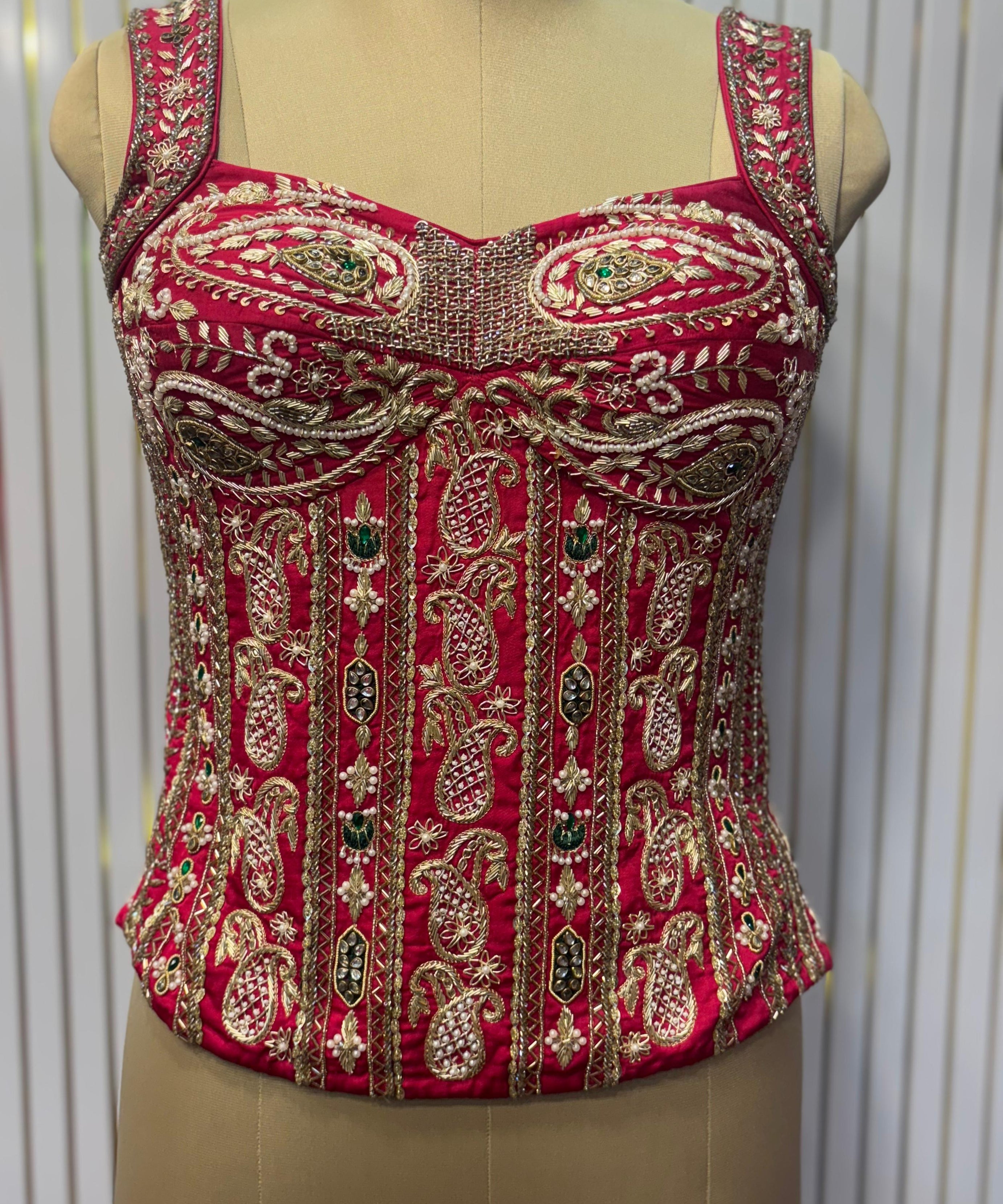 The "Rani Red Zari Corset" Blouse