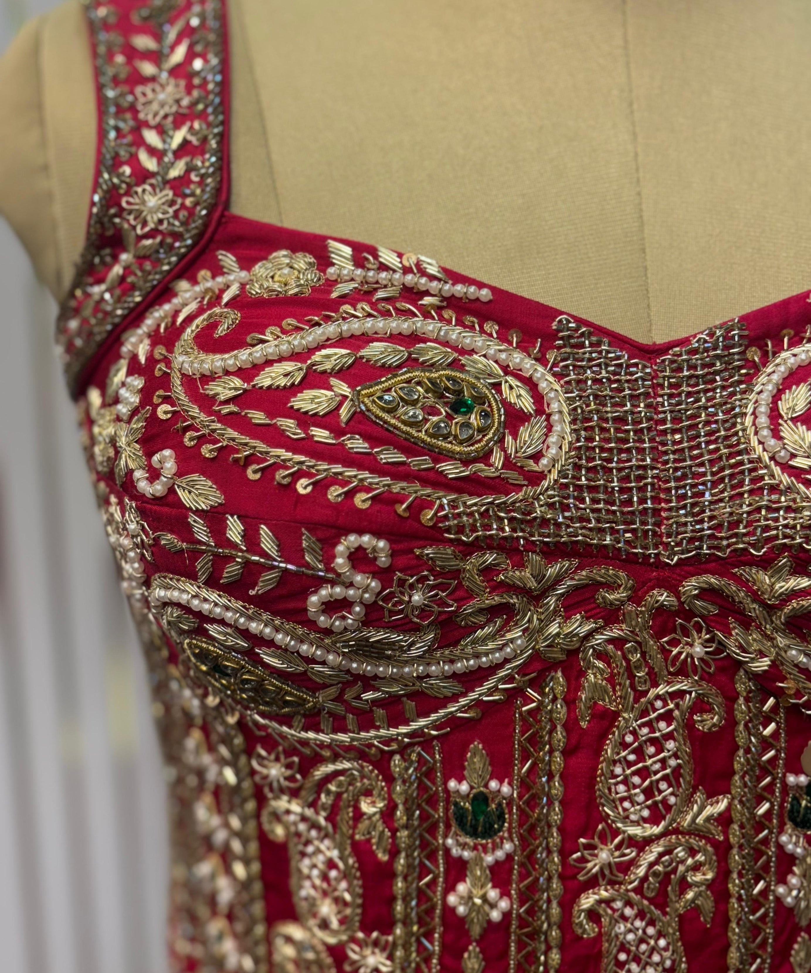 The "Rani Red Zari Corset" Blouse