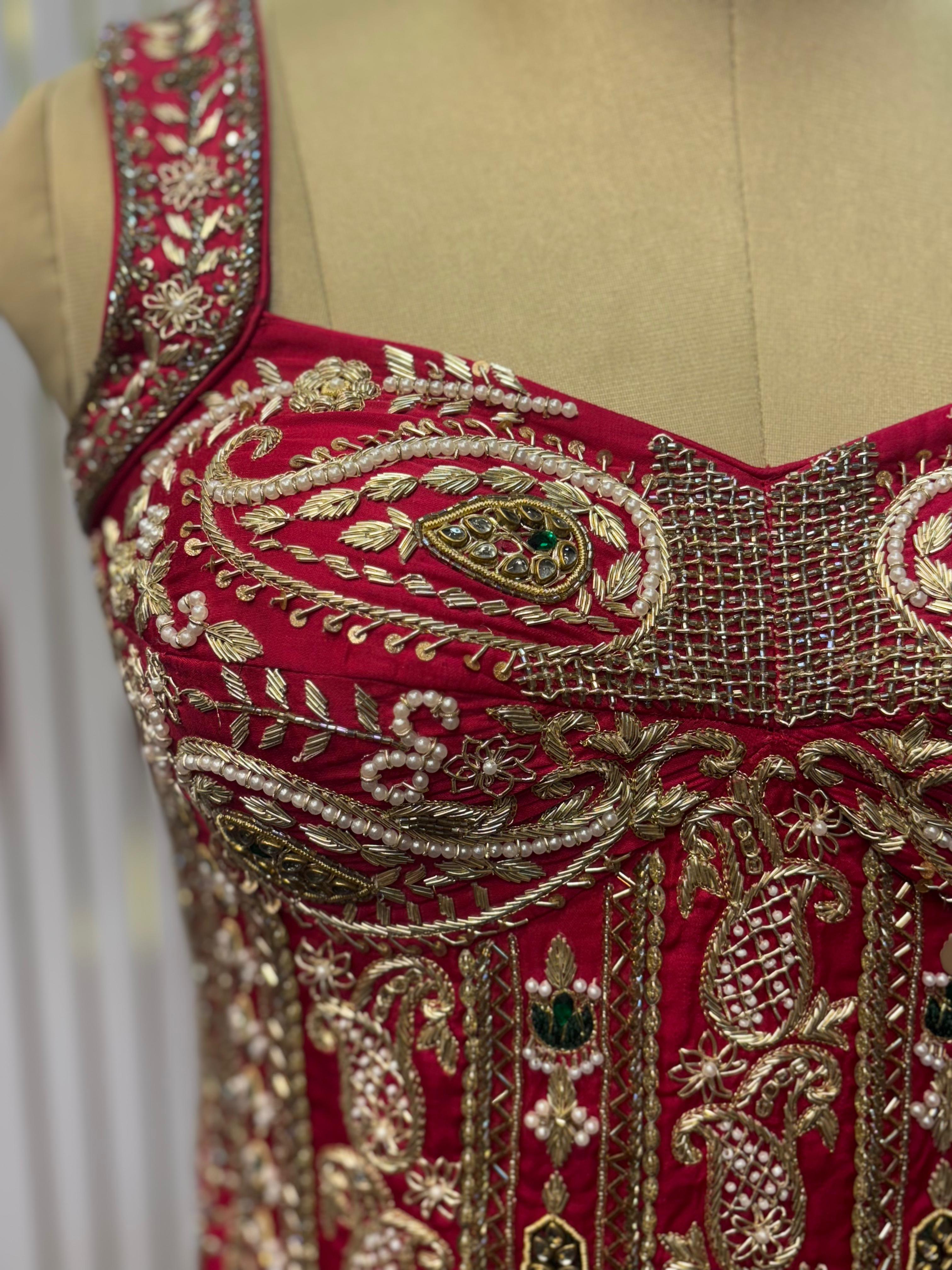 The "Rani Red Zari Corset" Blouse