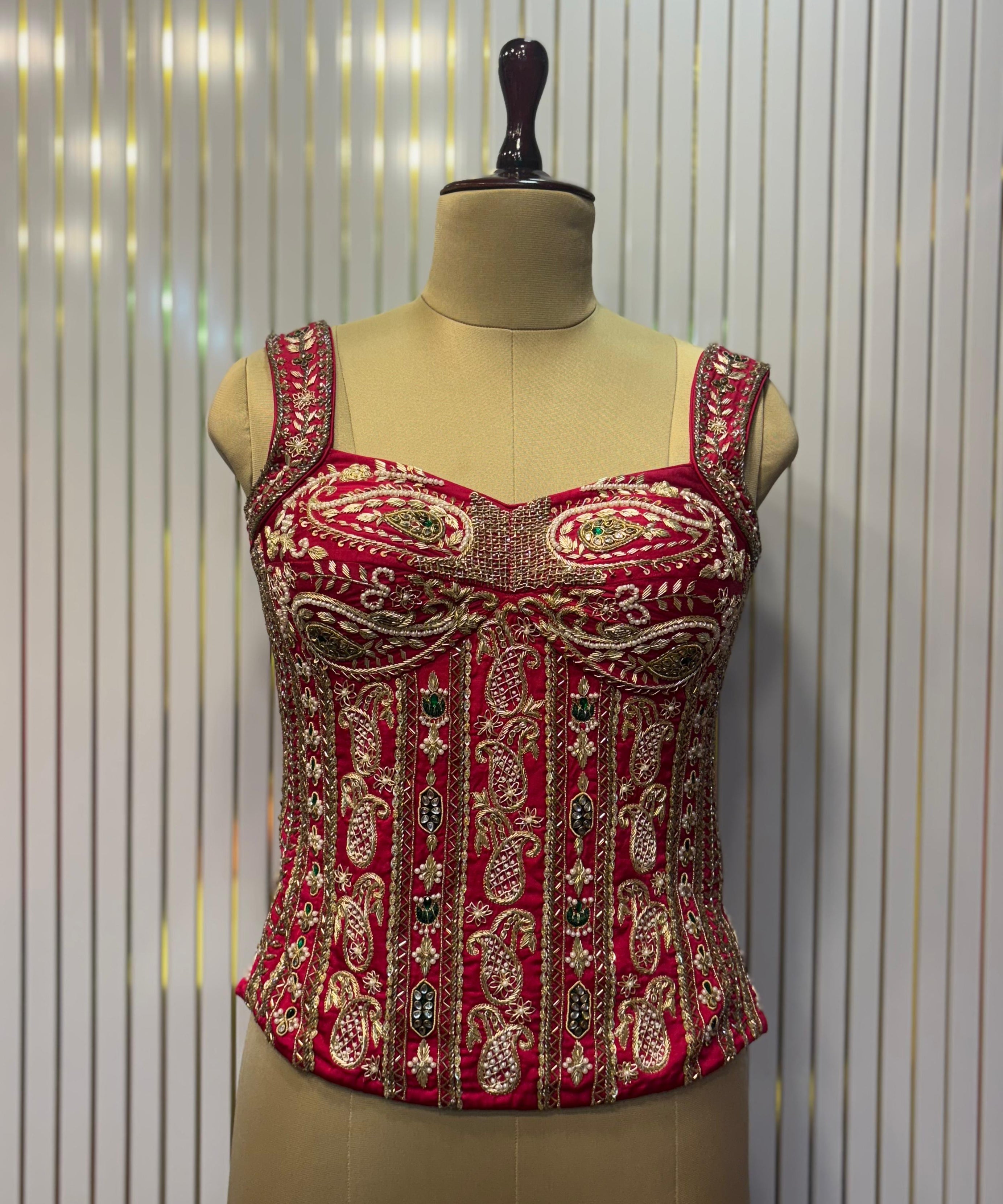 The "Rani Red Zari Corset" Blouse
