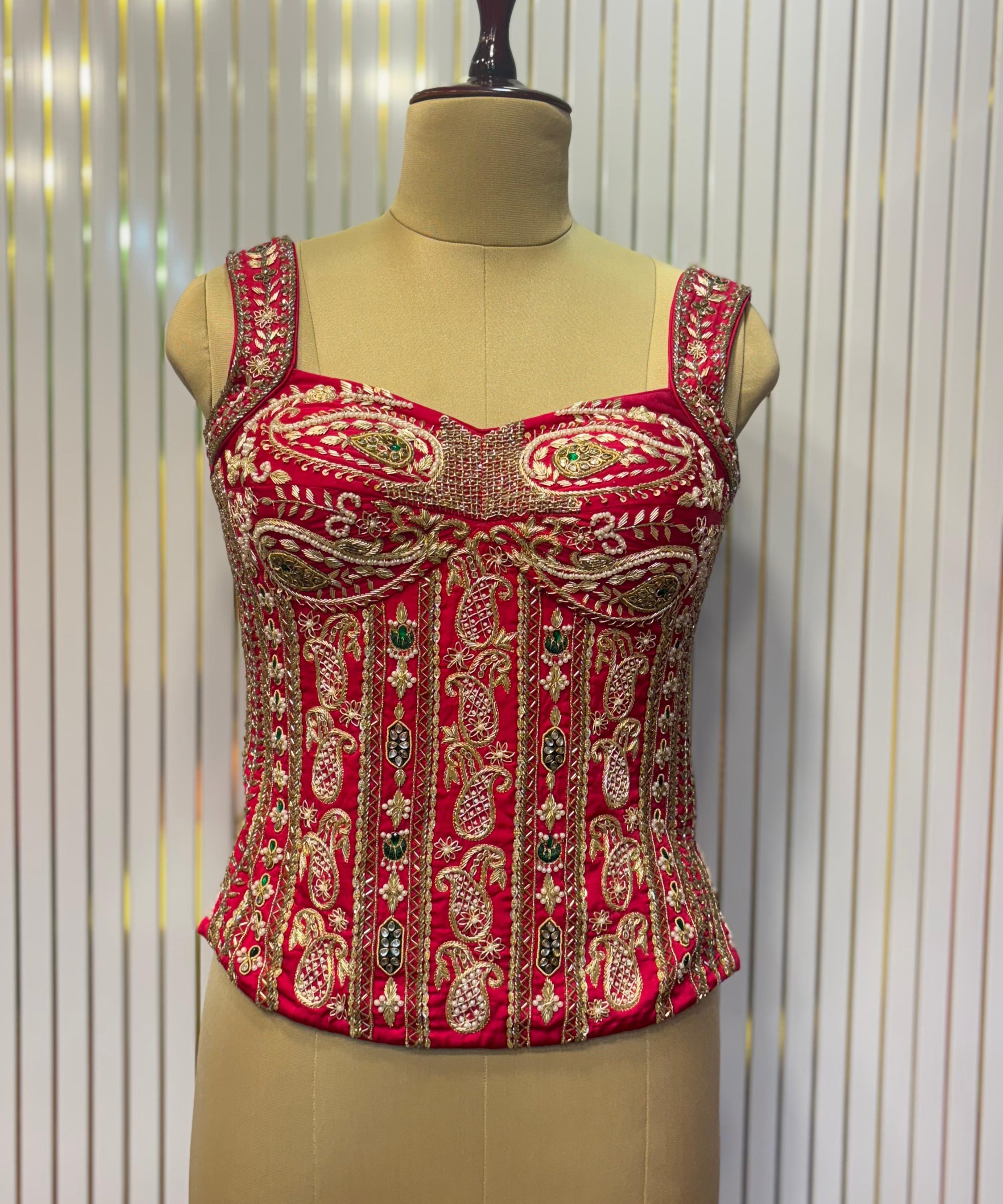 The "Rani Red Zari Corset" Blouse