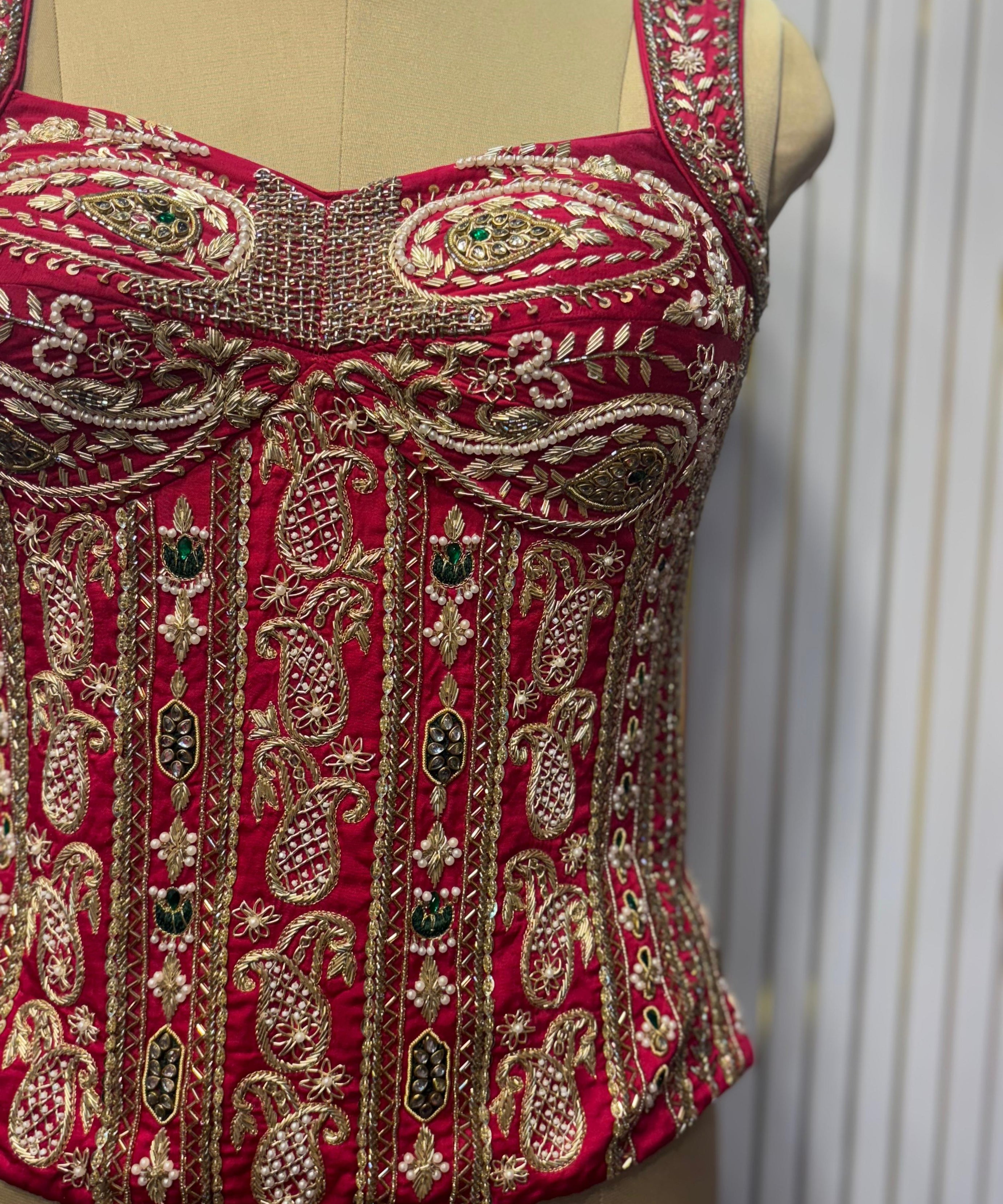 The "Rani Red Zari Corset" Blouse