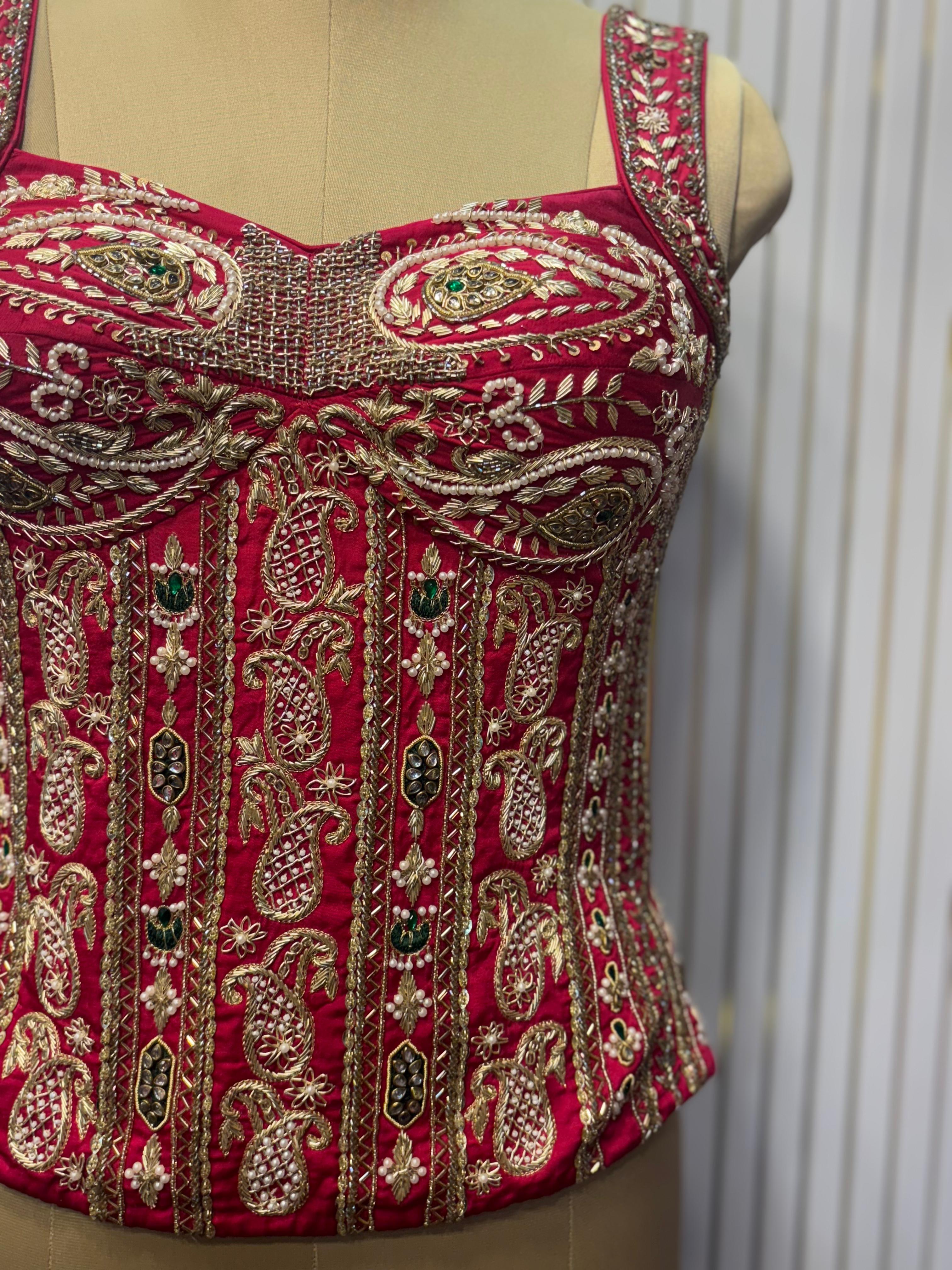 The "Rani Red Zari Corset" Blouse